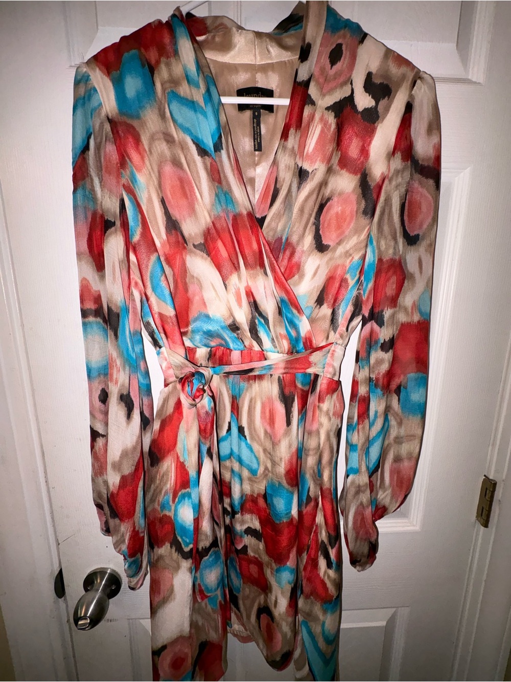Laundry By Shelli Segal Multicolor Long Sleeve Wrap Dress